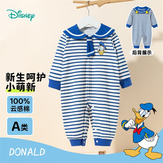 迪士尼（Disney）秋季童装男女婴幼儿童爬服纯棉卡通7A级抗菌舒适柔软连体衣 ZD3EL005蓝白 73cm