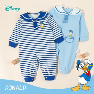 迪士尼（Disney）秋季童装男女婴幼儿童爬服纯棉卡通7A级抗菌舒适柔软连体衣 ZD3EL005蓝白 73cm