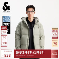 杰克·琼斯(JACK&JONES)男装25年秋冬季连帽PU羽绒服男士短款防风鸭绒服外套仿皮易打理 E02鼠尾草色 2XL (190)