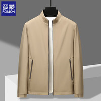 罗蒙 男士立领夹克衫外套2026秋季新款 卡其 XL (建议体重135-150斤)