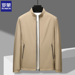 罗蒙 男士立领夹克衫外套2026秋季新款 卡其 XL (建议体重135-150斤)