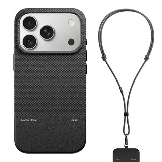 Native Union适用苹果17手机壳iPhone17/16 Pro Max保护套防摔超薄全包硬壳MagSafe磁吸带挂绳皮质男高级 【宇宙黑】手机壳+背带