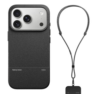 Native Union适用苹果17手机壳iPhone17/16 Pro Max保护套防摔超薄全包硬壳MagSafe磁吸带挂绳皮质男高级 【宇宙黑】手机壳+背带