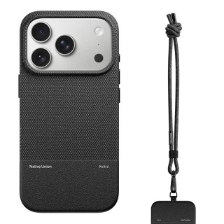 Native Union适用苹果17手机壳iPhone17/16 Pro Max保护套防摔超薄全包硬壳MagSafe磁吸带挂绳皮质男高级 【宇宙黑】手机壳+腕带