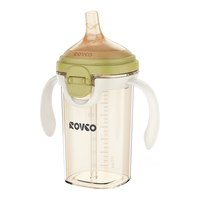 日康（rikang）翻盖吸管奶瓶 PPSU偏心吸嘴大口径1岁+带手柄240ML P1002-2橄榄绿