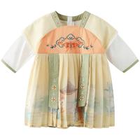 汉服女童春秋季改良唐装超仙公主裙中国风裙子齐胸襦裙宝宝连衣裙