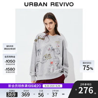 UR2025秋季女装潮流童趣手绘宽松圆领卫衣UYV450240 花灰 (偏宽松) L