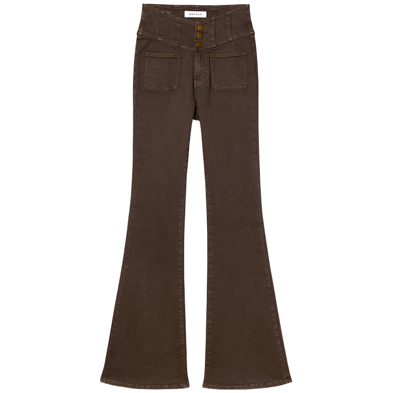 MISS SIXTY2025秋季牛仔裤女V型高腰复古显瘦喇叭长裤超模裤 咖啡色短版 28