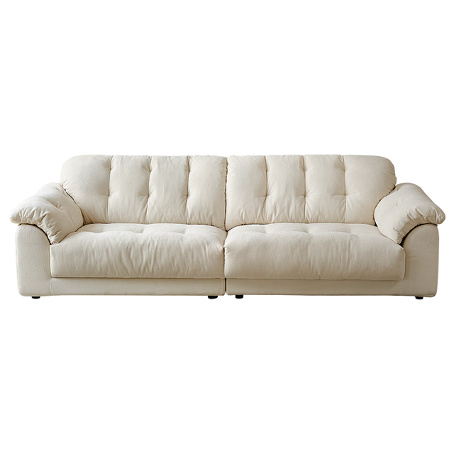 PLUS会员：全友 家居 布艺沙发 小户型直排沙发 云絮白 | 2.4m