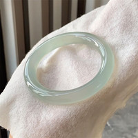 子龙 新款胖圆条高品晴水玉髓手镯 浅晴水10mm 53-54