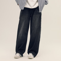 ACTUP吕小虎 美式潮流黑色牛仔裤2025秋季男士宽松休闲阔腿长裤子 黑色 XL 180/84A