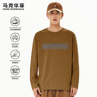 MARK FAIRWHALE/马克华菲 纯棉 男士长袖T恤 【100%棉】- 芥黄#PMK波纹马克 XL
