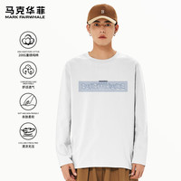 MARK FAIRWHALE/马克华菲 纯棉 男士长袖T恤 【100%棉】- 白#PMK波纹马克 2XL