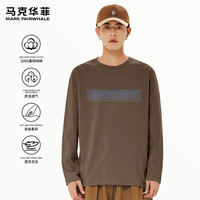 马克华菲2025春秋季220G纯棉长袖T恤男装修身舒适透气休闲运动打底衫 【100%棉】- 咖#PMK波纹马克 XL