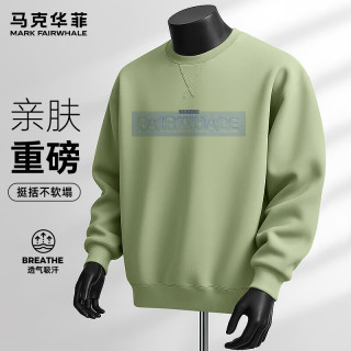 马克华菲 春秋季长袖圆领卫衣男潮流印花宽松透气休闲运动日常外穿百搭上衣