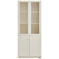 全友家居 组合书柜家用书房收纳储物奶油风带玻璃门落地柜玻璃门书柜 象牙白|二门玻璃书柜