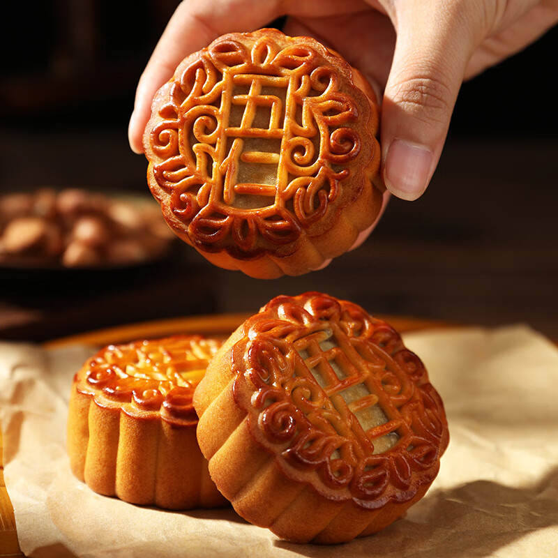 仁心食匠中秋月饼广式五仁月饼老式正宗伍仁黑豆沙传统手工散装