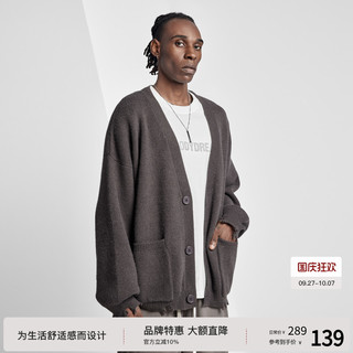 BODYDREAMBM开衫毛衣外套男复古高级休闲宽松V领针织衫潮 咖色 XL