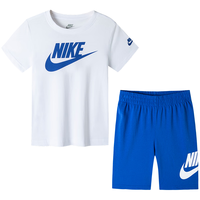 NIKE  3BRAND 耐克男女童纯棉短袖T恤+短裤2件套装夏季短袖套装 土耳其蓝 130 /64 【身高116-122cm】