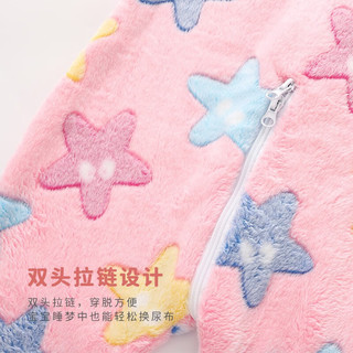 舒贝怡儿童秋冬加绒连体衣宝宝睡袋婴儿加厚爬服男女童保暖哈衣秋装 美丽海星粉色 110cm (3-4岁)