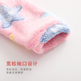 舒贝怡儿童秋冬加绒连体衣宝宝睡袋婴儿加厚爬服男女童保暖哈衣秋装 美丽海星粉色 110cm (3-4岁)