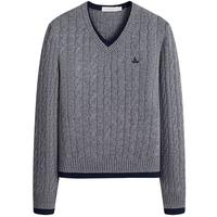 Navigare意大利小帆船25秋假两件羊毛衫女V领全羊毛针织衫2334065501 暮色灰 S