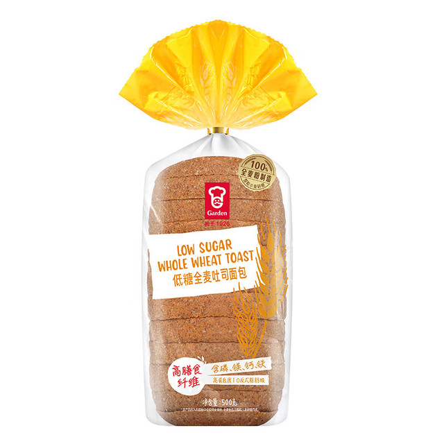 嘉顿 低糖全麦吐司面包 500g