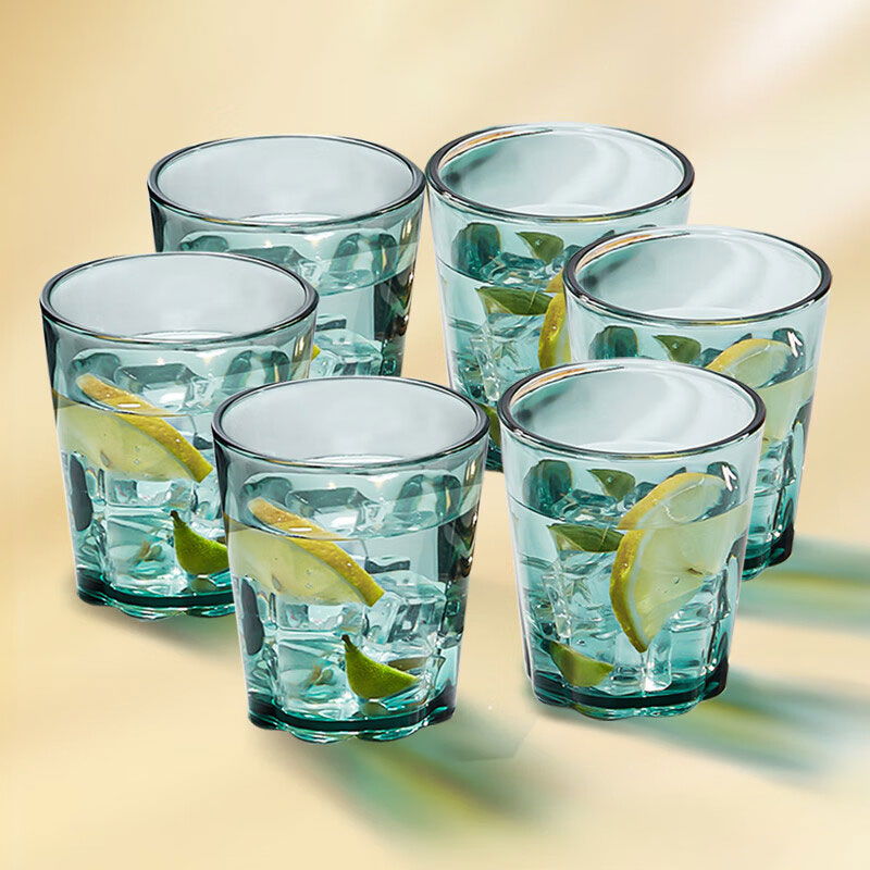 康宁水杯 家用耐高温湖绿色玻璃杯套装ins风小清新轻奢水杯牛奶杯