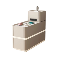 和暄多功能沙发边柜智能带插座实木储物柜客厅高级岩板沙发边几收纳柜 米白色【公牛插座+灯带+无线充】 宽30*长80*高85cm