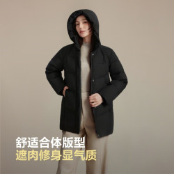 波司登 B250245122 90绒加厚连帽短款羽绒服 黑色 L