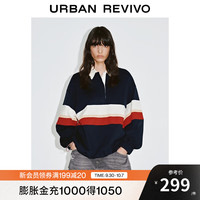 UR2025秋季女装休闲撞色条纹抽绳棉质马球衫UYL450214 多色 (偏宽松) M (M-L)