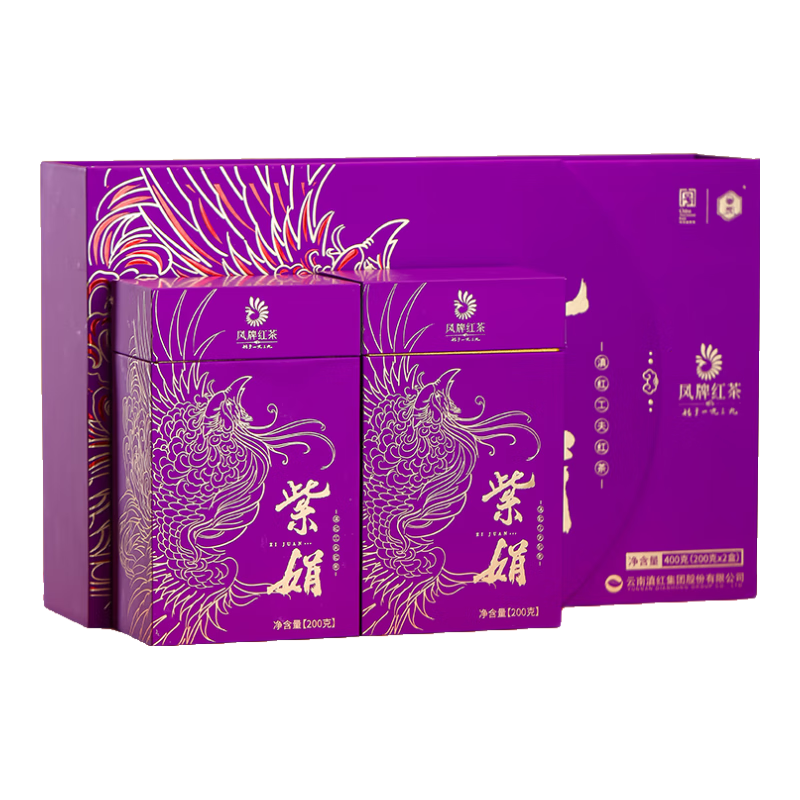 凤牌 紫娟滇红茶 特级红茶 400g*1盒 礼盒