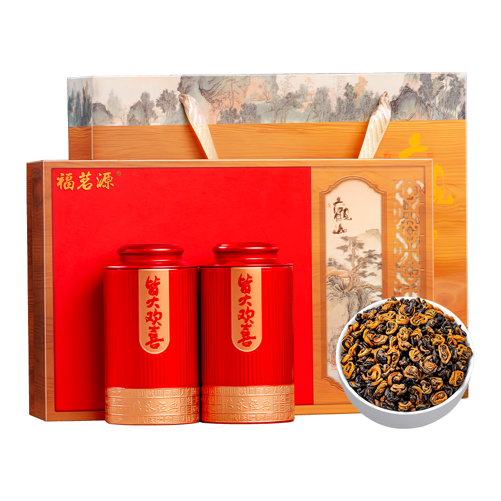福茗源 滇红金螺红茶 特级云南凤庆金丝金芽 360g 礼盒装