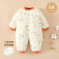 宝宝保暖连体衣秋冬款新生儿夹棉哈衣爬服男女婴幼儿加厚睡衣冬装