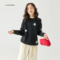 gugumini童装2025秋冬男女童新款100%美丽奴羊毛星星提花套头毛衣