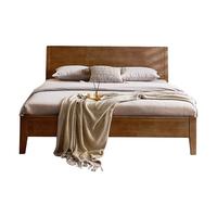 全友家居 胡桃木色多功能实木床1.2米小户型次卧室家用单人床家具 床+265K床垫