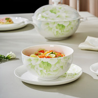 华光 国瓷骨瓷餐具碗碟套装家用抗菌釉中彩国色天香10人份54头