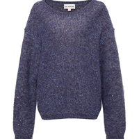 EP雅莹女装 珠片马海毛羊毛一字领套头针织衫毛衣 2025秋装9531A 紫色 L