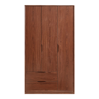 林氏家居胡桃木色衣柜实木条柜子卧室家用储物柜收纳柜组合柜林沐系列UB1D 【胡桃色】三门衣柜+衣帽架