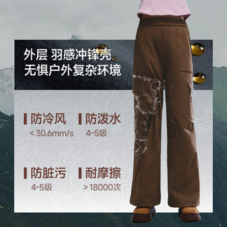 蕉下 Beneunder冲锋裤女速干户外防泼水防晒裤工装软壳裤阔腿裤伞兵徒步登山裤 【加绒】漫暮黑 L