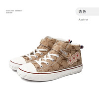 泰兰尼斯kids男童板鞋秋季高帮帆布鞋女滑板鞋时尚中大童鞋子 杏色 34码