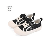 泰兰尼斯kids男童板鞋秋季高帮帆布鞋女滑板鞋时尚中大童鞋子 黑/色 25码