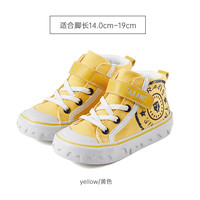 泰兰尼斯kids男童板鞋秋季高帮帆布鞋女滑板鞋时尚中大童鞋子 黄色 27码