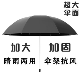 FOURDATRY德国品质十二骨晴雨两用遮阳伞超大伞面黑胶防晒伞折叠雨伞 【黑胶双人伞弧度120厘米】藏青 10骨
