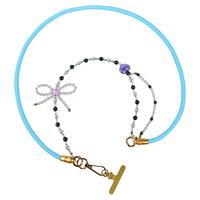 iWALK简约纯色织长绳手机挂绳拼接蝴蝶结串珠挂饰斜跨背带挂链带夹片结实耐用手机壳通用高端运动防盗防丢