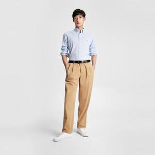 TOMMY HILFIGER Tommy Hilfiger男纯棉府绸简约绣标小格纹商务休闲合身衬衫
