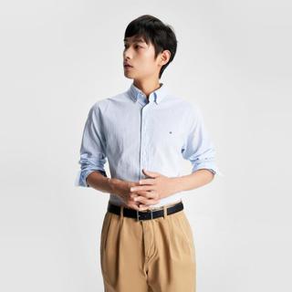 TOMMY HILFIGER Tommy Hilfiger男纯棉府绸简约绣标小格纹商务休闲合身衬衫