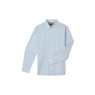 TOMMY HILFIGER Tommy Hilfiger男纯棉府绸简约绣标小格纹商务休闲合身衬衫