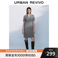 UR2025秋季女简约休闲假两件Polo领针织连衣裙UWM950058 冷灰 M