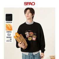 SPAO韩国同款美式重磅无帽卫衣男款冬季加厚保暖潮流上衣SPWY25SY13LD 黑#JSP快餐四件套 M